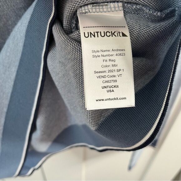 Untuckit Mens Pullover Sweater Large 100% Cotton Blue Andrews - Picture 7 of 11